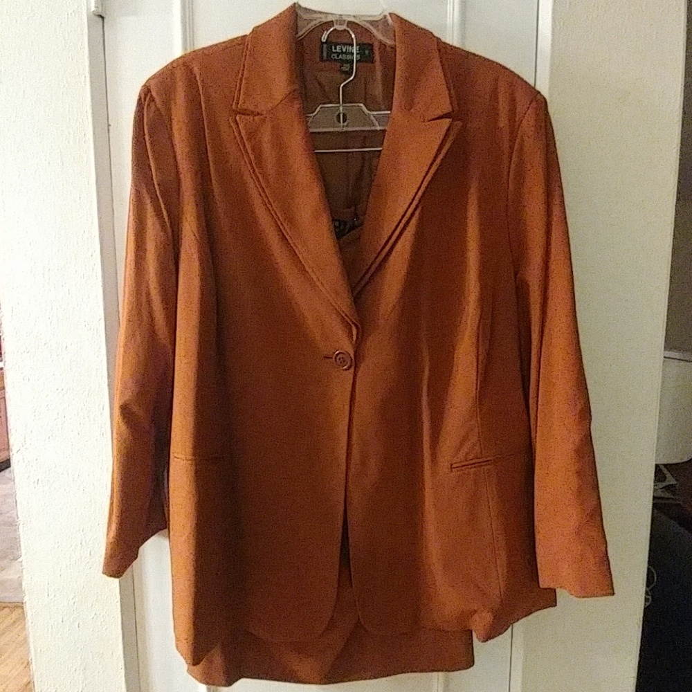 Burnt orange skirt suit
